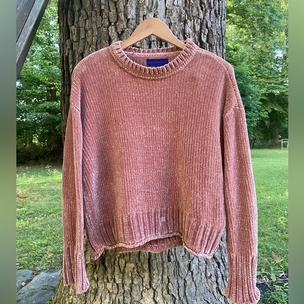 Aeropostale rose velvet sweater
